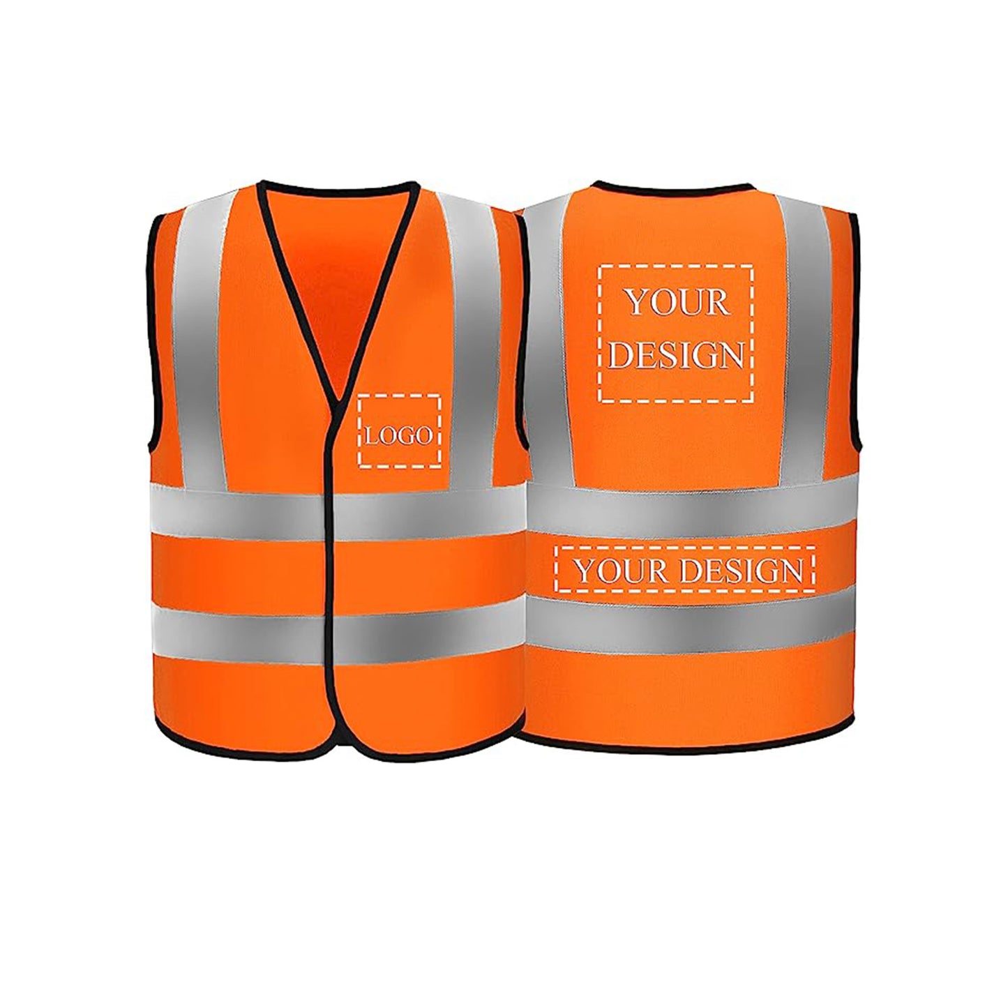 Custom Logo High Visibility Safety Vest Breakaway Velcro Hi Vis Viz Reflective Security Vest Customized