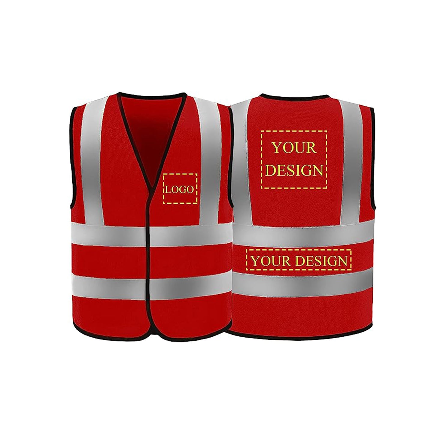 Custom Logo High Visibility Safety Vest Breakaway Velcro Hi Vis Viz Reflective Security Vest Customized