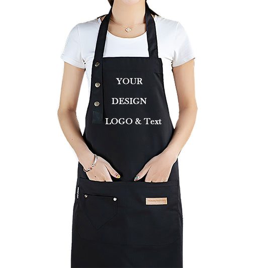 Custom Canvas Apron Personalized Apron With Pockets For Kitchen Chef Cooking Grill Customized Apron With LOGO Text Image