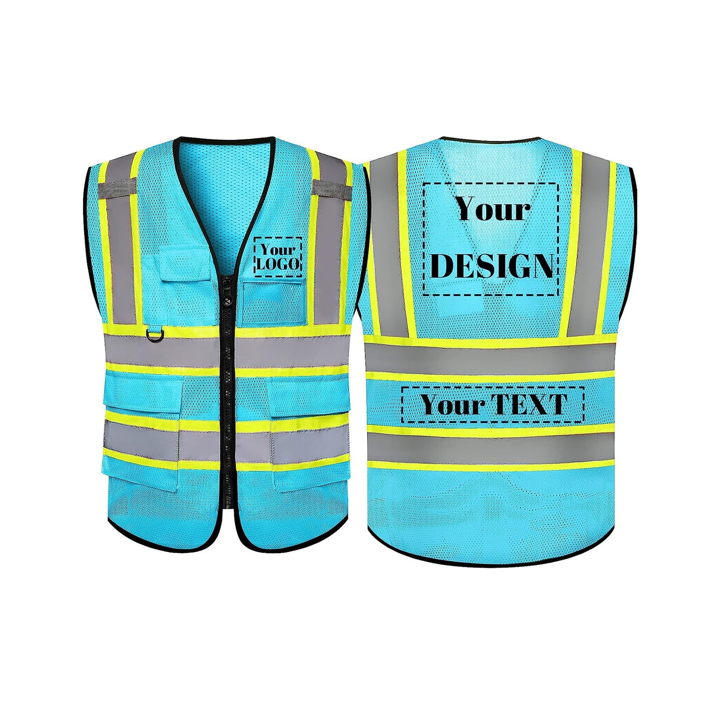 sky blue vest custom reflective vests for construction crews