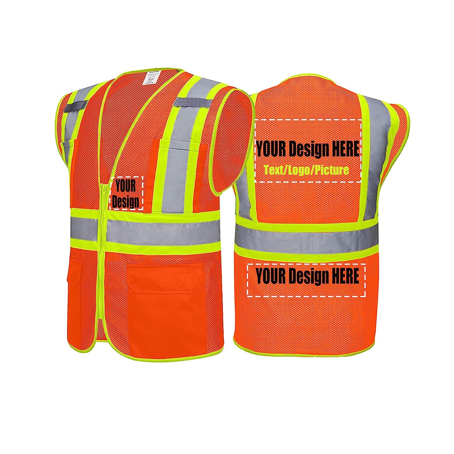 orange vests custom hi-vis safety vest with pockets refelctive vests
