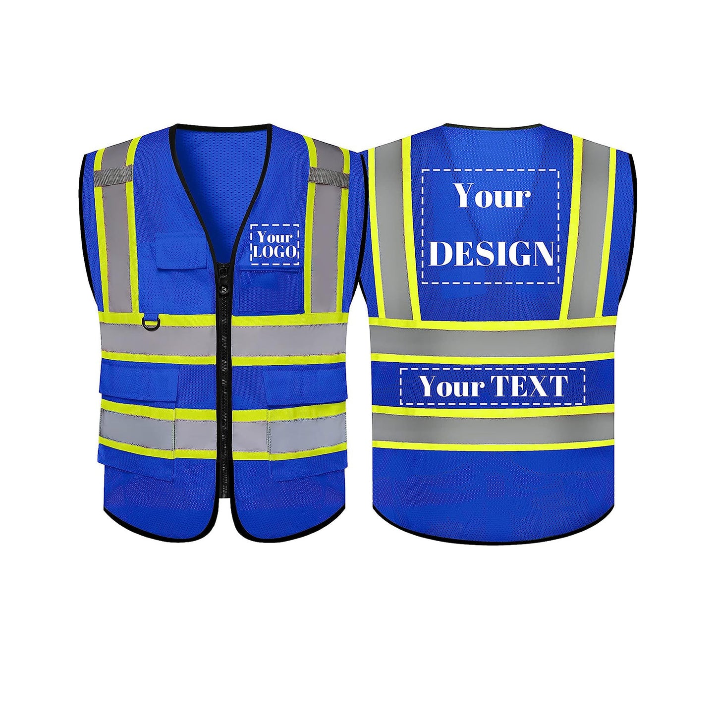 blue refletive safety vest hi-vis vests for event staff and security custom safety gear for workplace safety