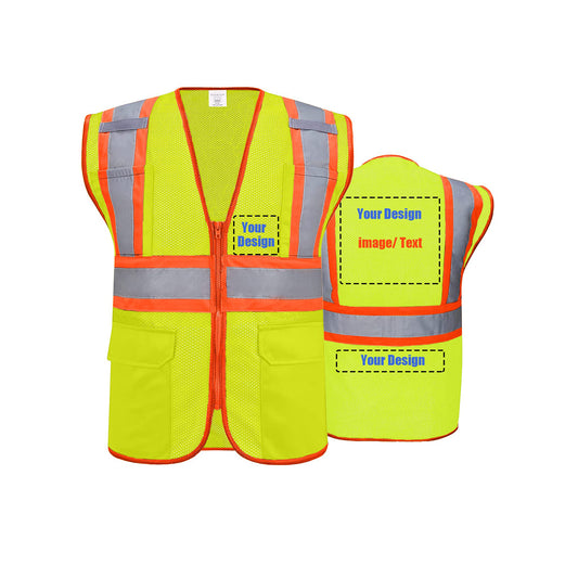 Custom safety vest customize hi vis vest reflective vest with logo yellow S M L XL XXL
