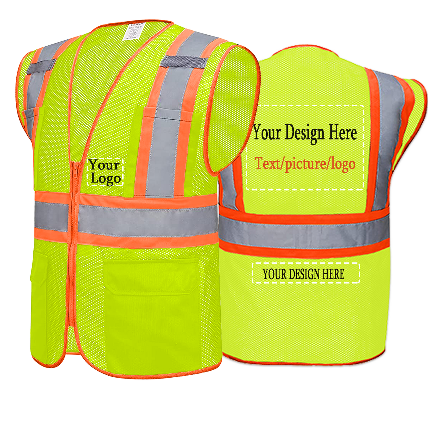 Custom safety vest customize hi vis vest reflective vest with logo yellow S M L XL XXL