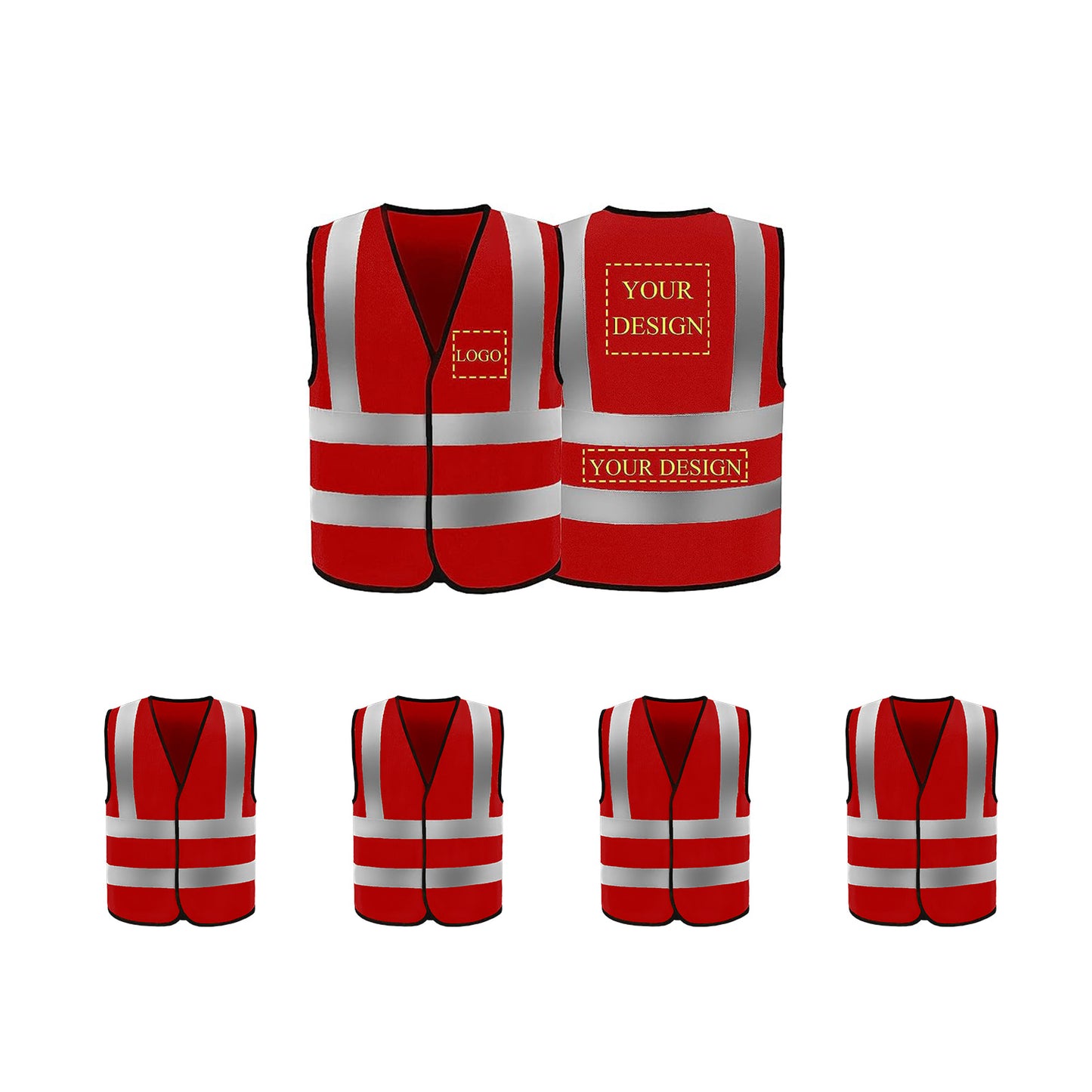 Custom Logo High Visibility Safety Vest Breakaway Velcro Hi Vis Viz Reflective Security Vest Customized