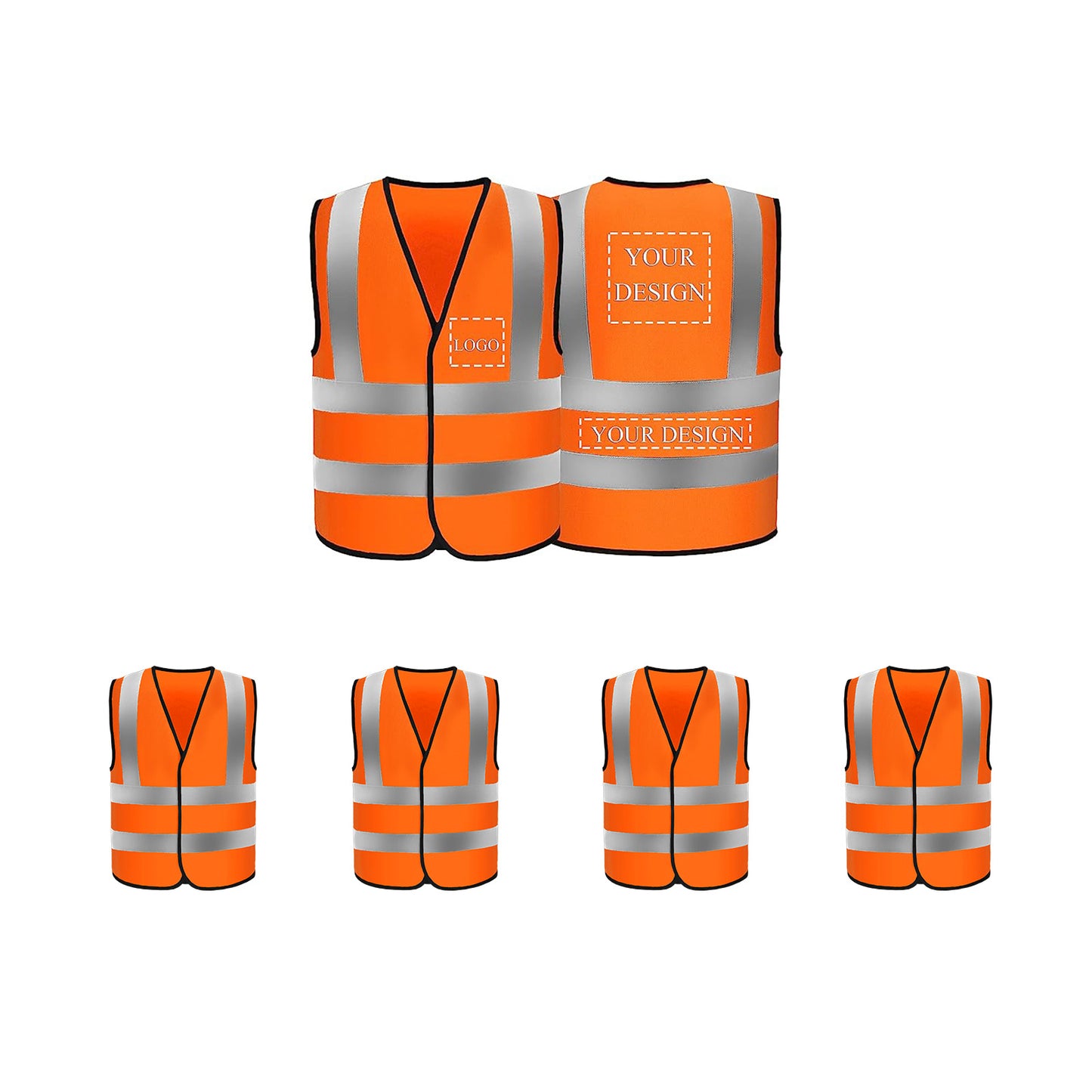 Custom Logo High Visibility Safety Vest Breakaway Velcro Hi Vis Viz Reflective Security Vest Customized