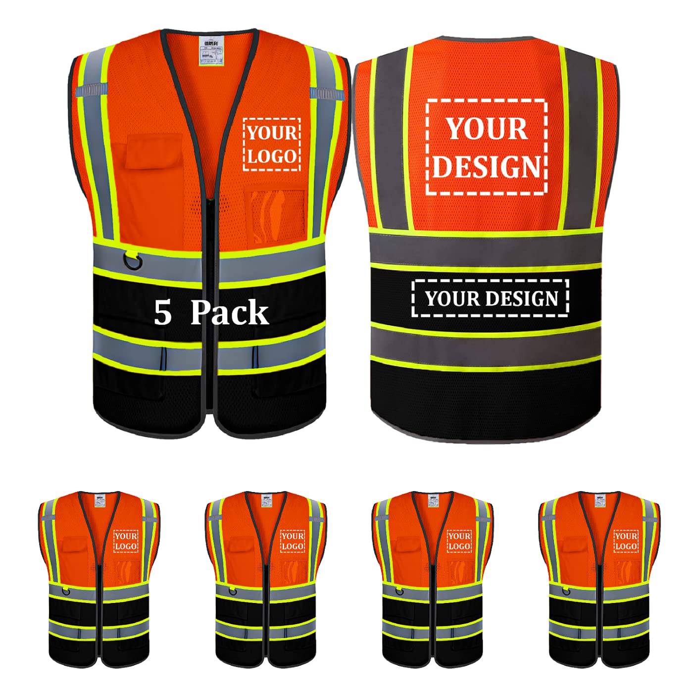 Custom safety vest customize hi vis vest reflective vest with logo yellow S M L XL XXL