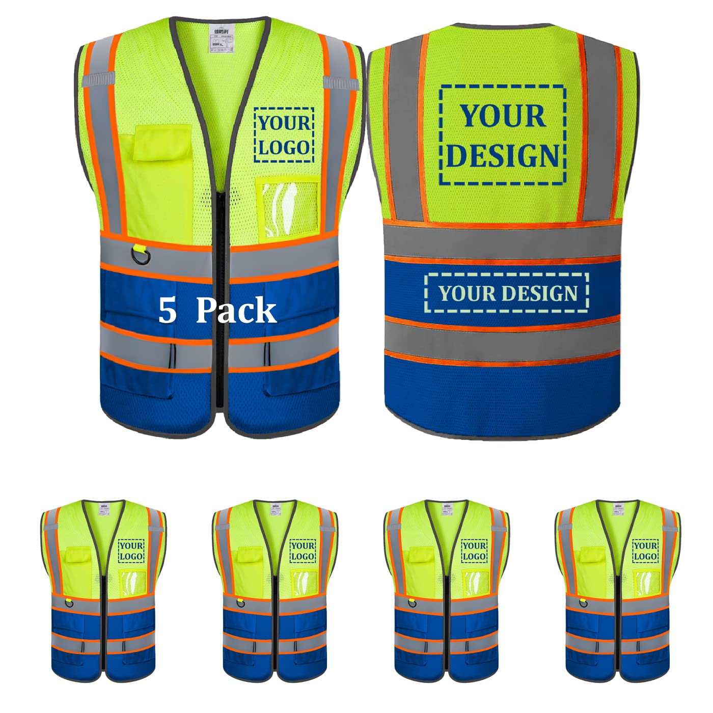 Custom safety vest customize hi vis vest reflective vest with logo yellow S M L XL XXL