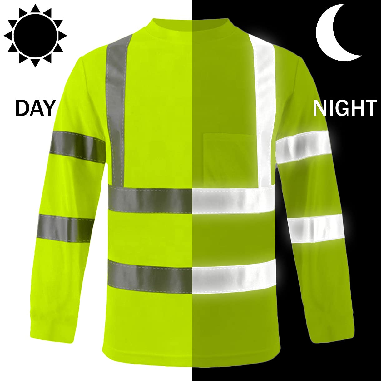 Custom hi vis T shirts customize reflective T-shirts with logo S M L XL XXL Long and short Sleeve
