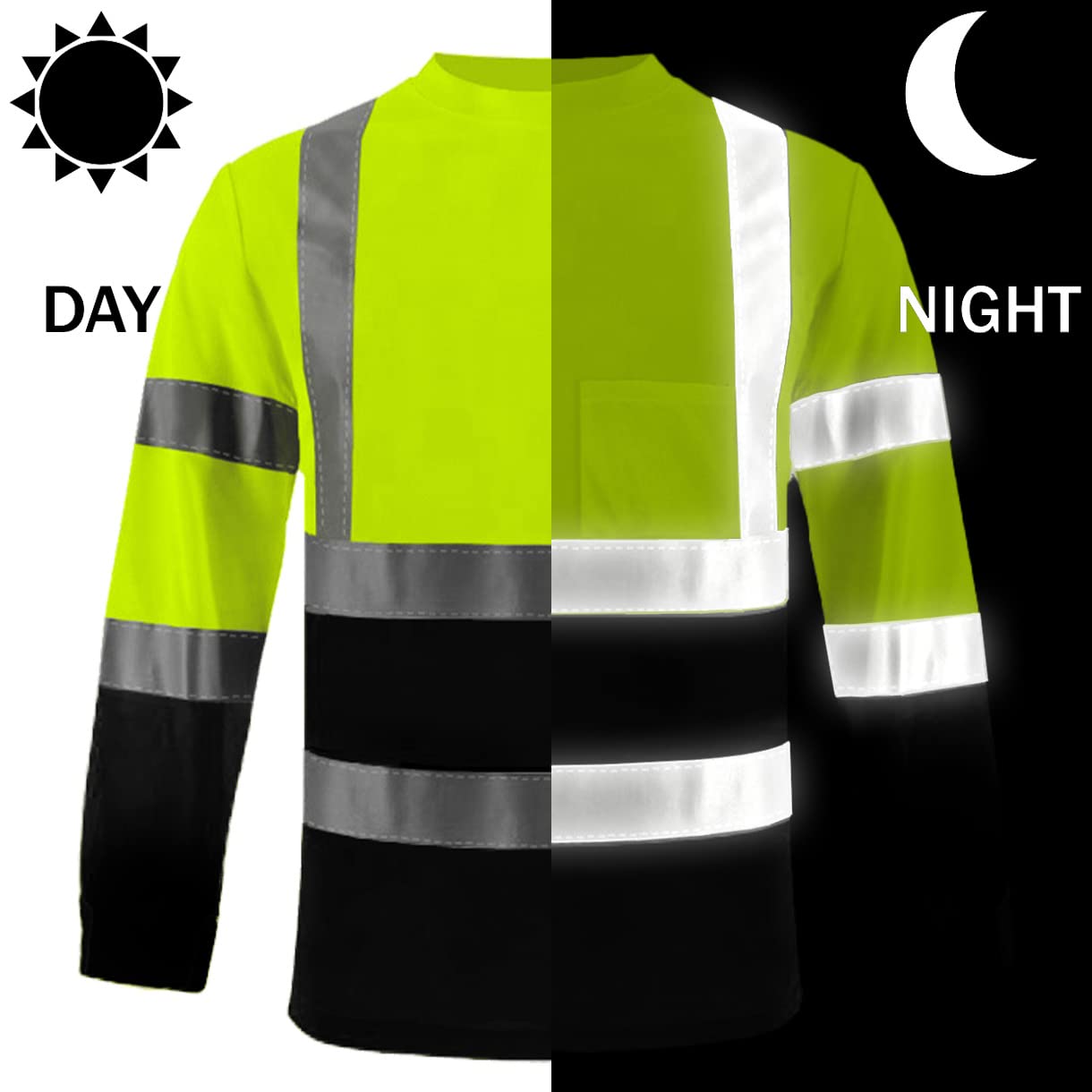 Custom hi vis T shirts customize reflective T-shirts with logo S M L XL XXL Long and short Sleeve