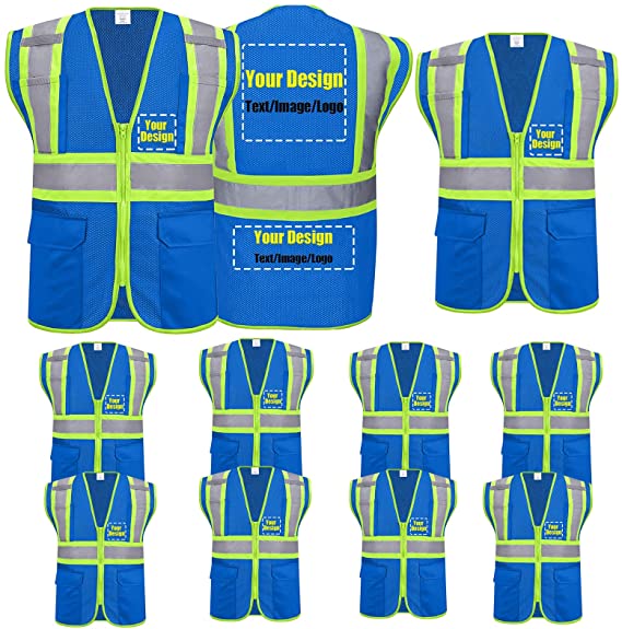 Custom safety vest customize hi vis vest reflective vest with logo blue S M L XL XXL