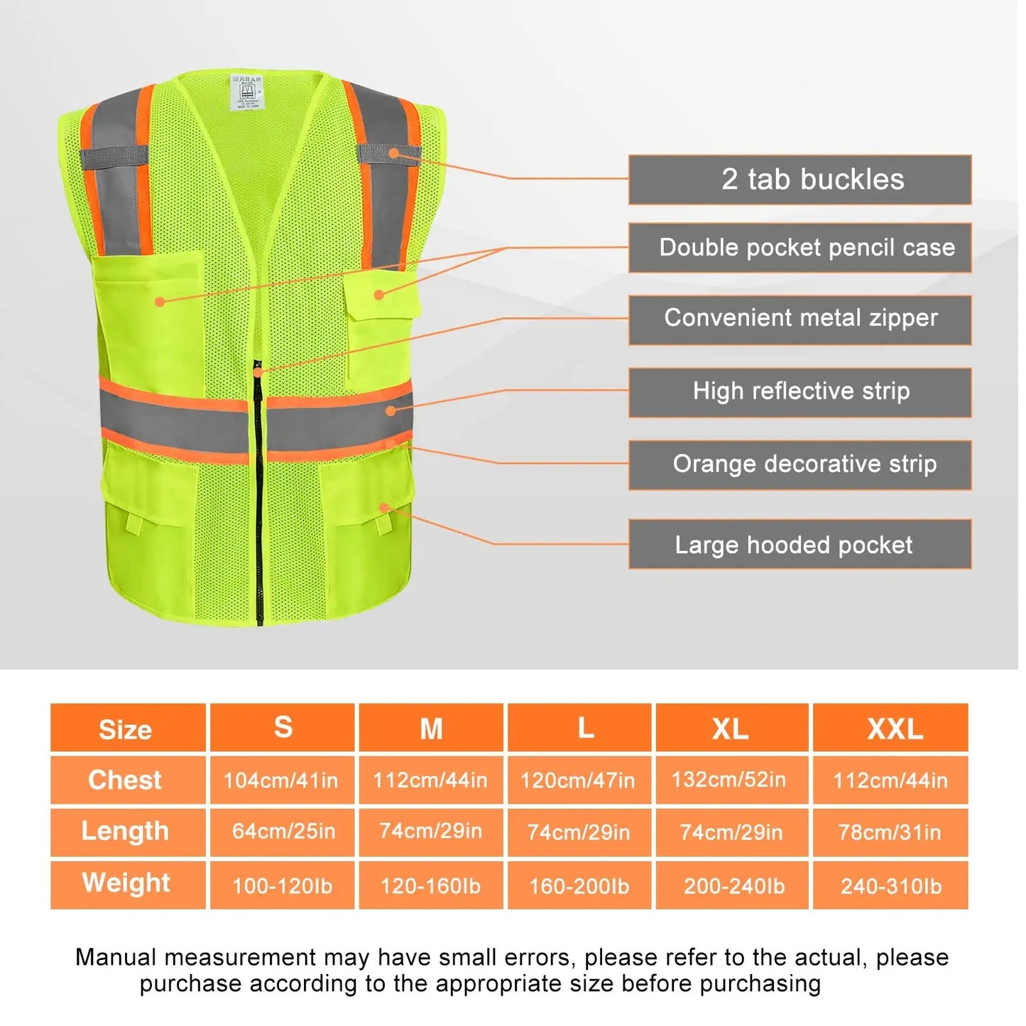 Custom safety vest customize hi vis vest reflective vest with logo yellow S M L XL XXL