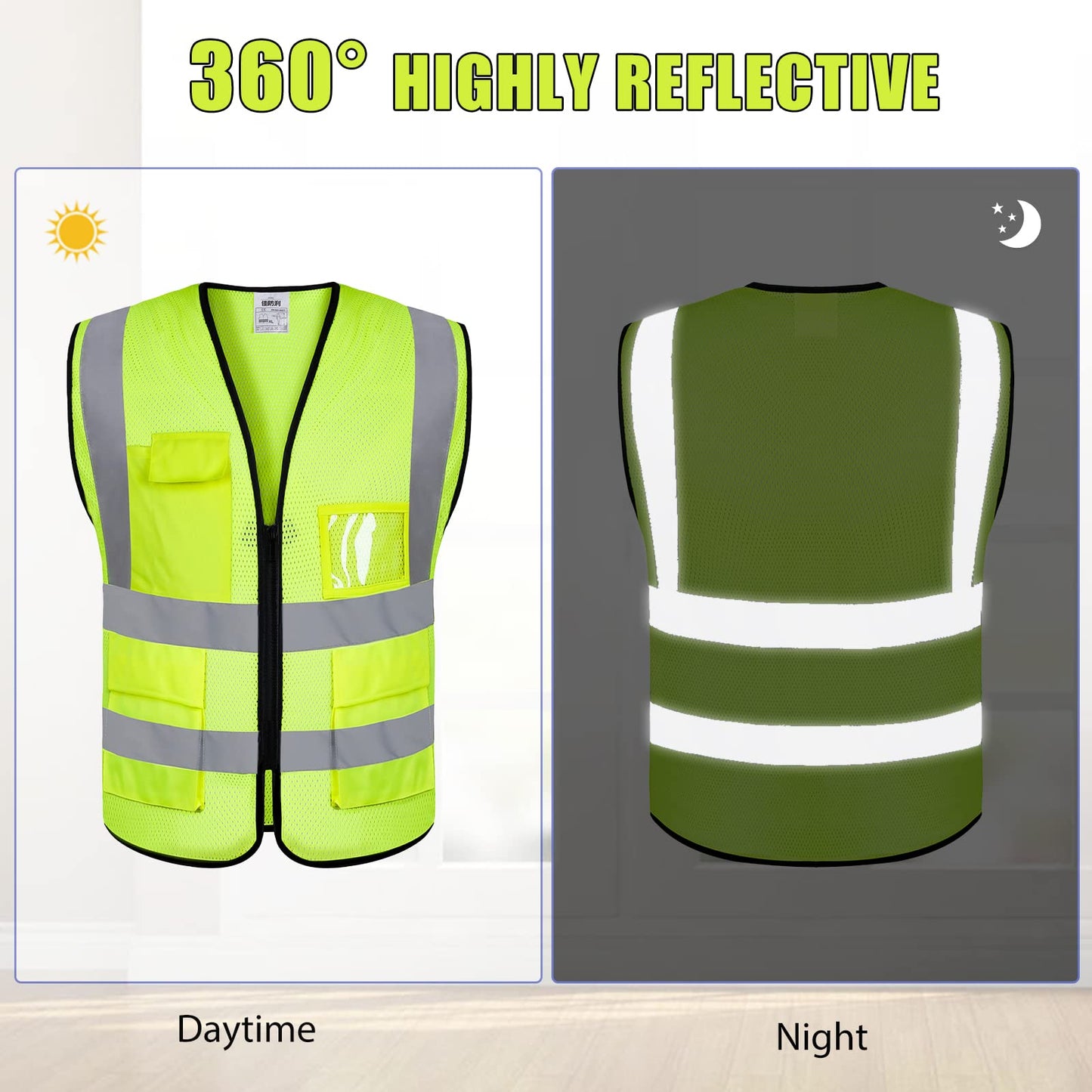 Custom safety vest customize hi vis vest reflective vest with logo yellow S M L XL XXL