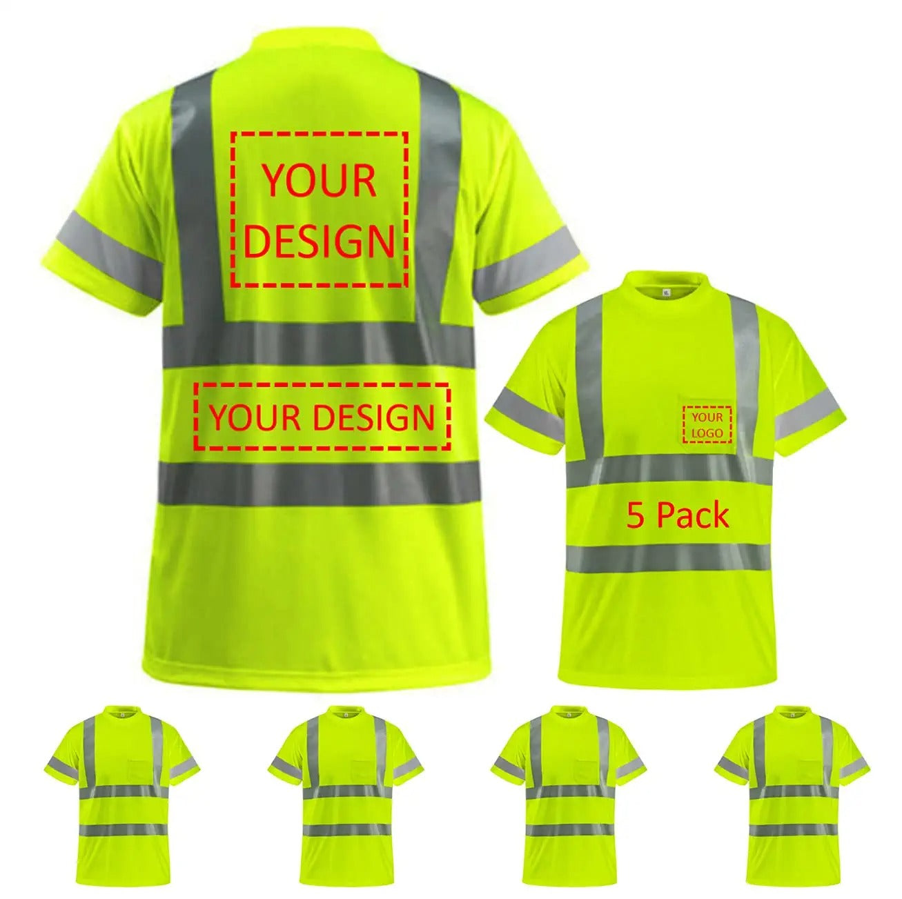 Custom hi vis shirts customize reflective shirts with logo S M L XL XXL Long and short Sleeve