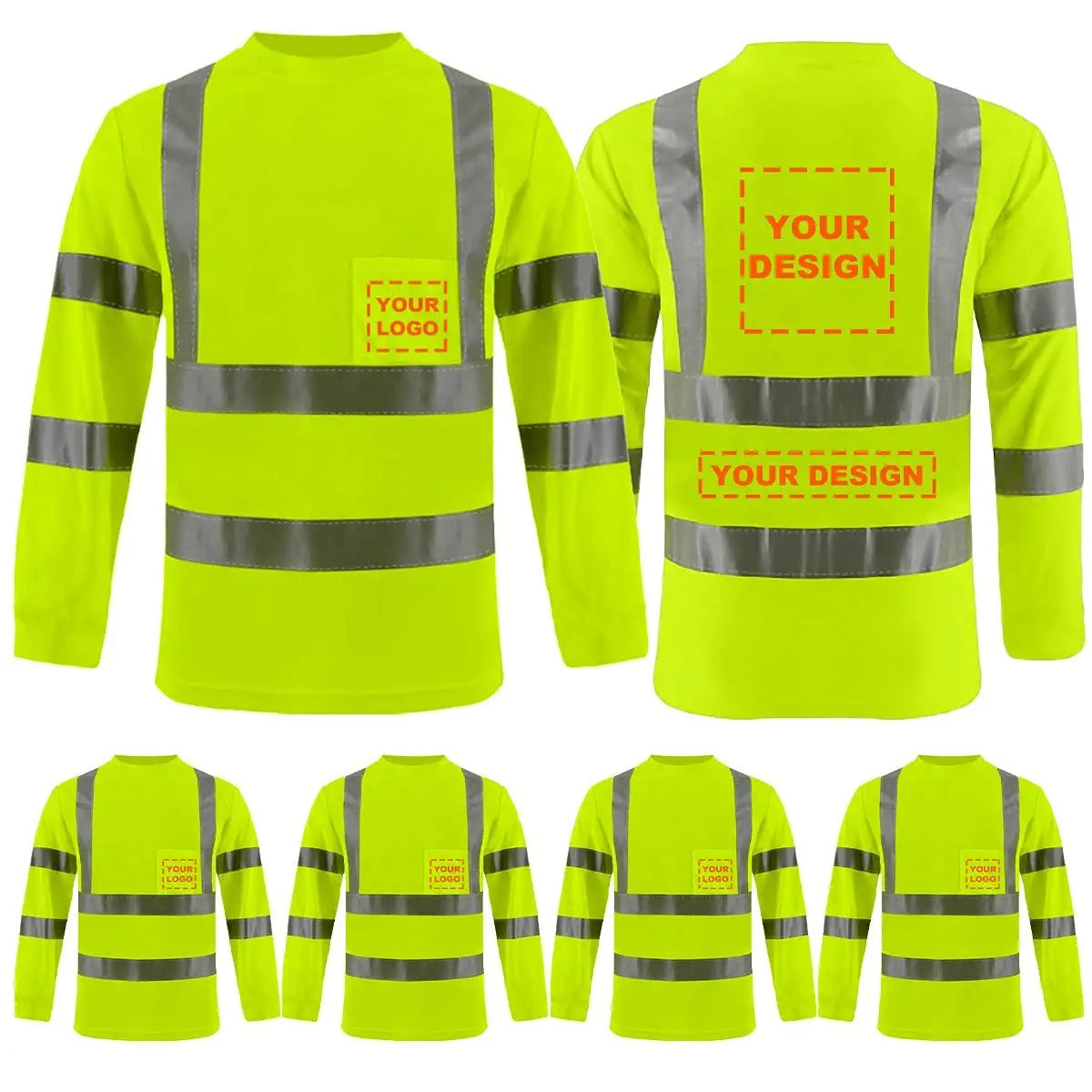 Custom hi vis T shirts customize reflective T-shirts with logo S M L XL XXL Long and short Sleeve