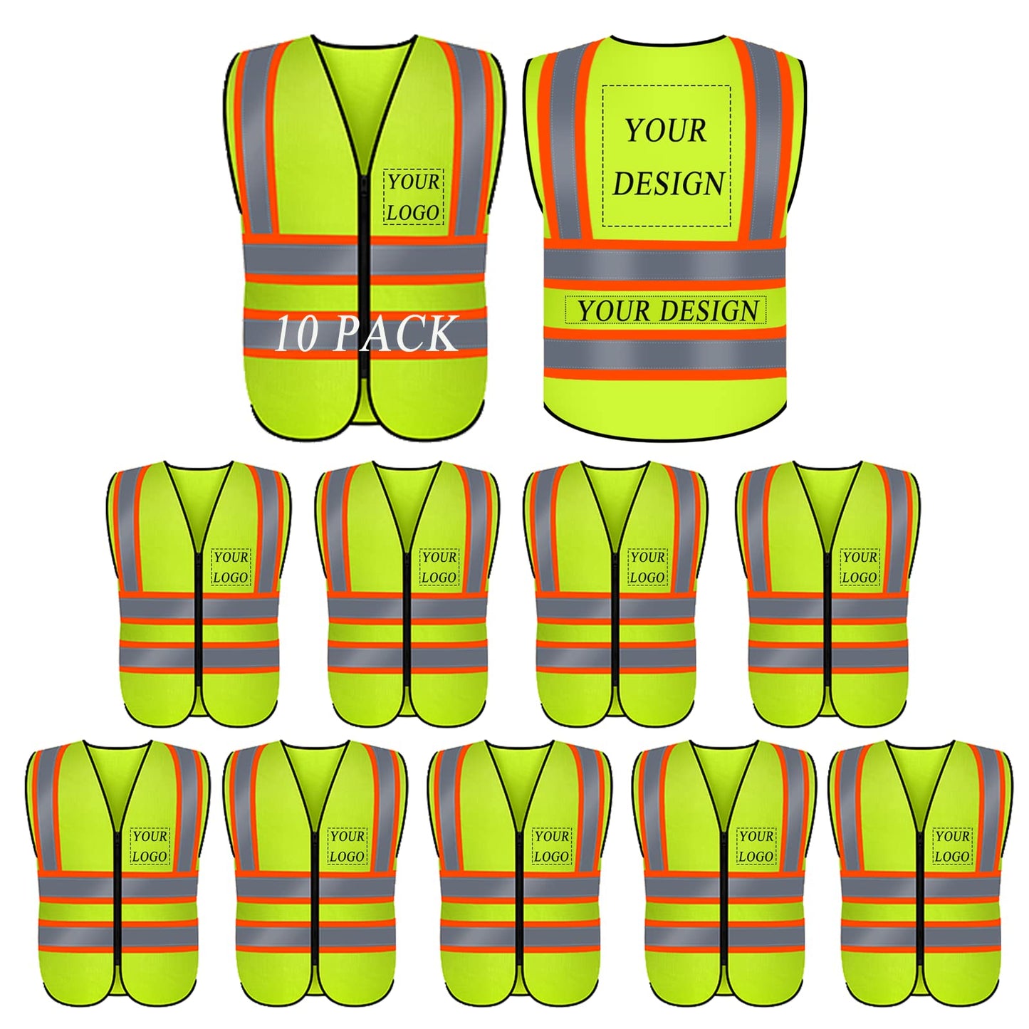 Custom safety vest customize hi vis vest reflective vest with logo yellow S M L XL XXL