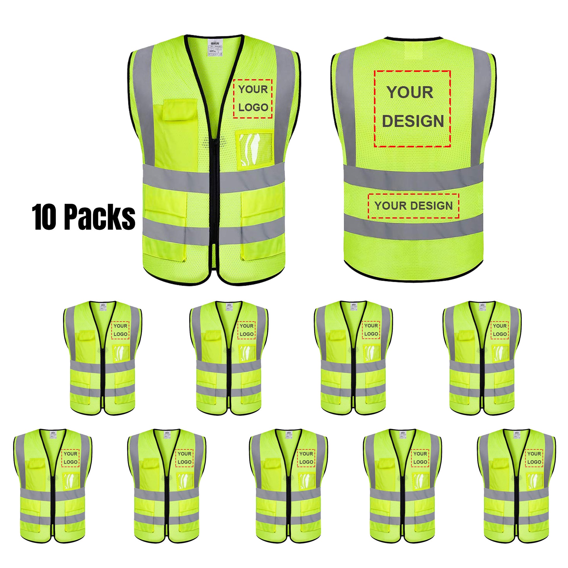 Custom safety vest customize hi vis vest reflective vest with logo yellow S M L XL XXL
