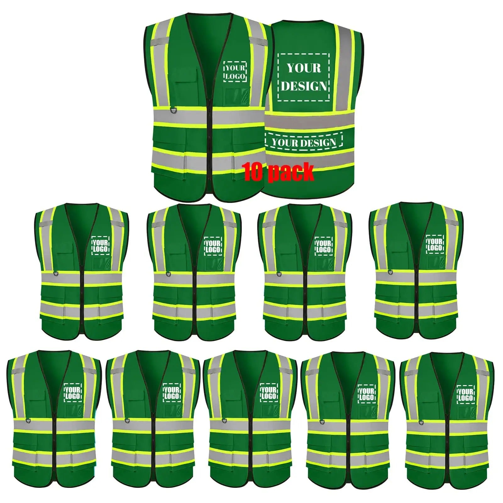 Custom safety vest customize hi vis vest reflective vest with logo green S M L XL XXL