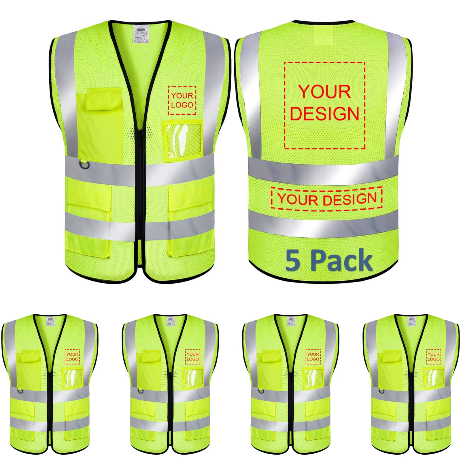 Custom safety vest customize hi vis vest reflective vest with logo yellow S M L XL XXL