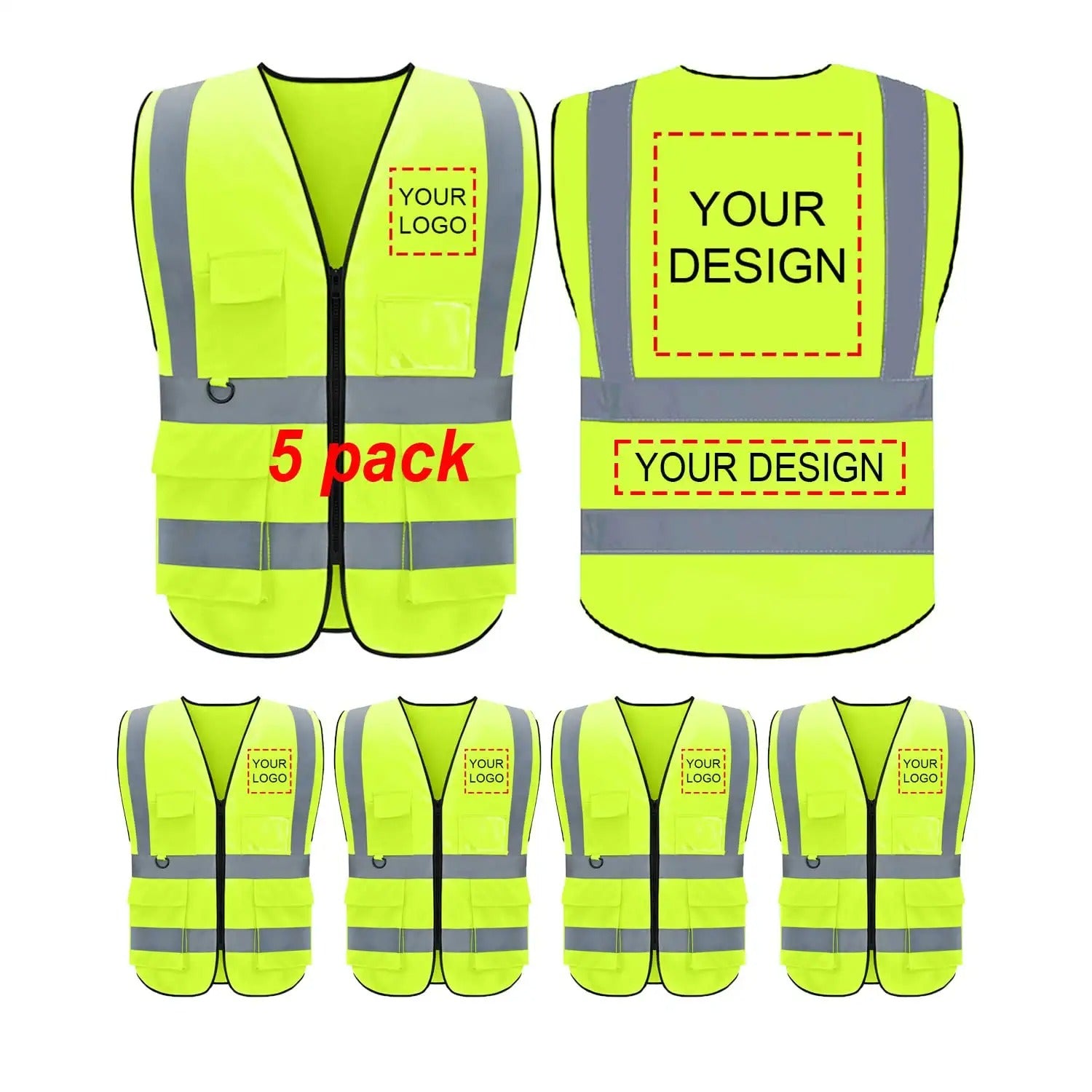 Custom safety vest customize hi vis vest reflective vest with logo yellow S M L XL XXL