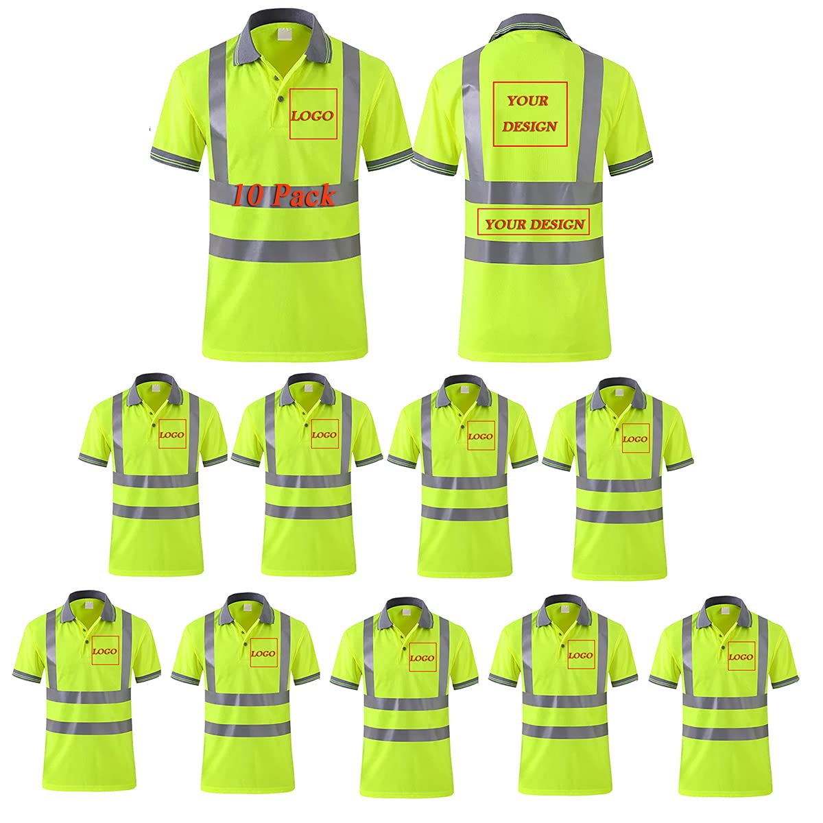 Custom hi vis polo shirts customize reflective polo shirts with logo S M L XL XXL Long and short Sleeve