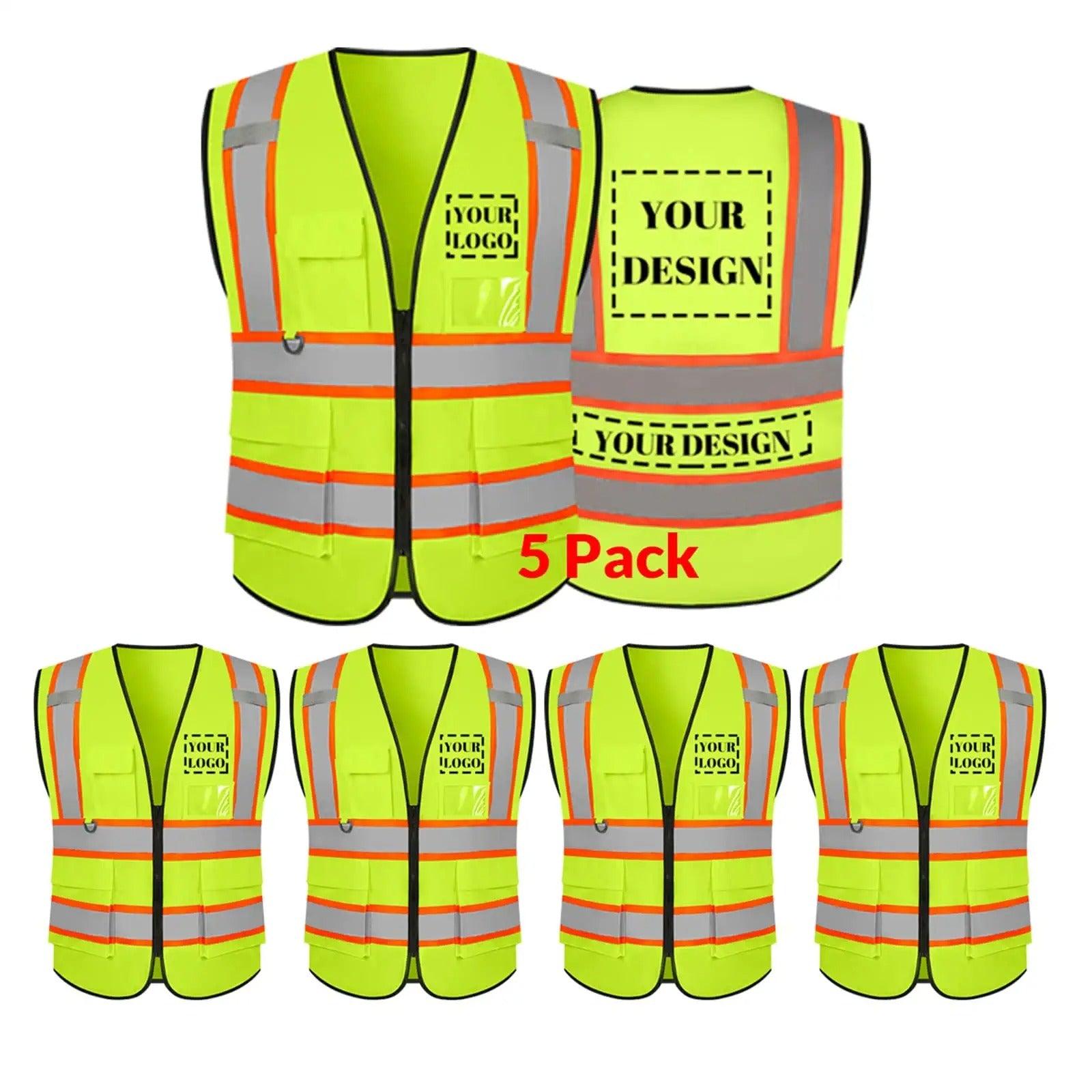 Custom safety vest customize hi vis vest reflective vest with logo yellow S M L XL XXL