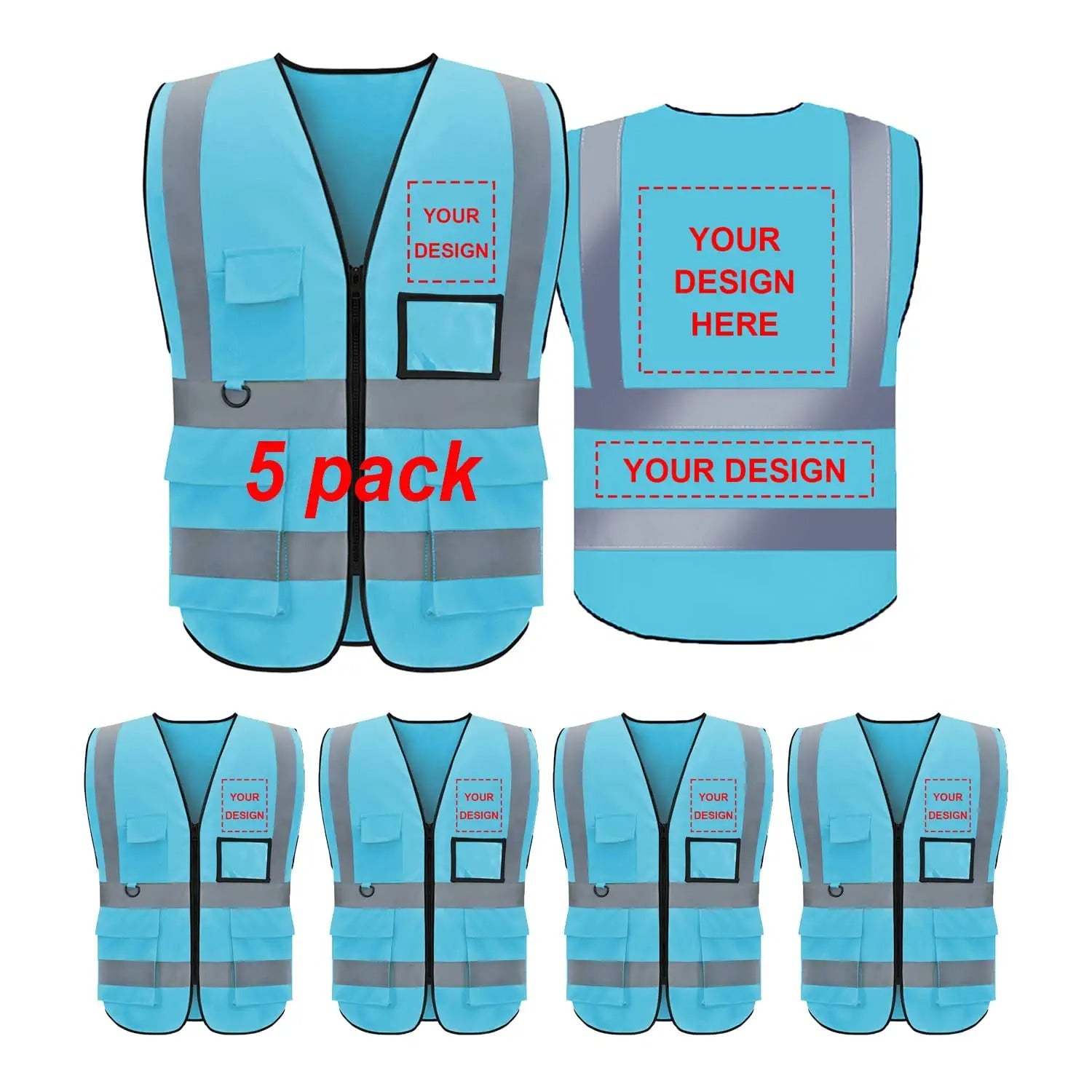 Custom safety vest customize hi vis vest reflective vest with logo blue S M L XL XXL