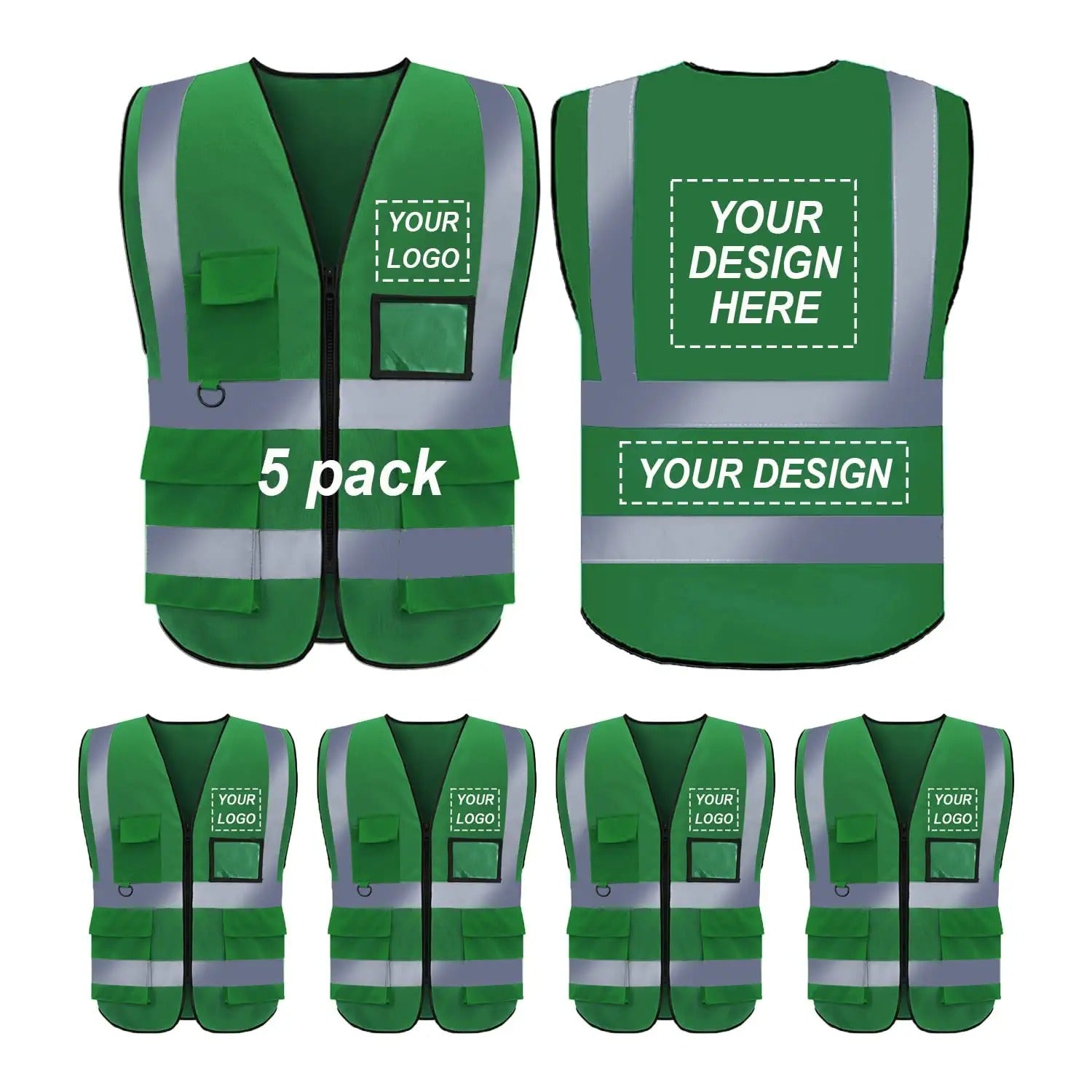 Custom safety vest customize hi vis vest reflective vest with logo green S M L XL XXL
