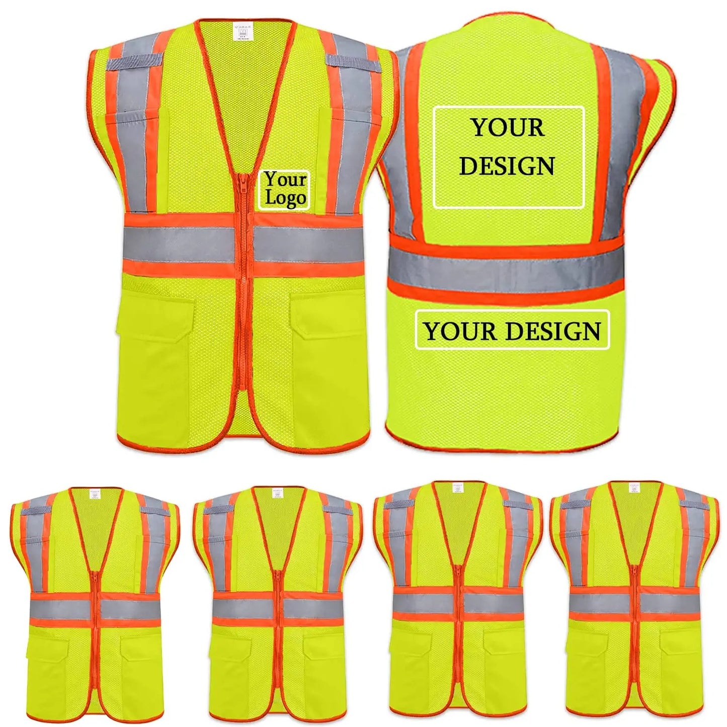 Custom safety vest customize hi vis vest reflective vest with logo yellow S M L XL XXL