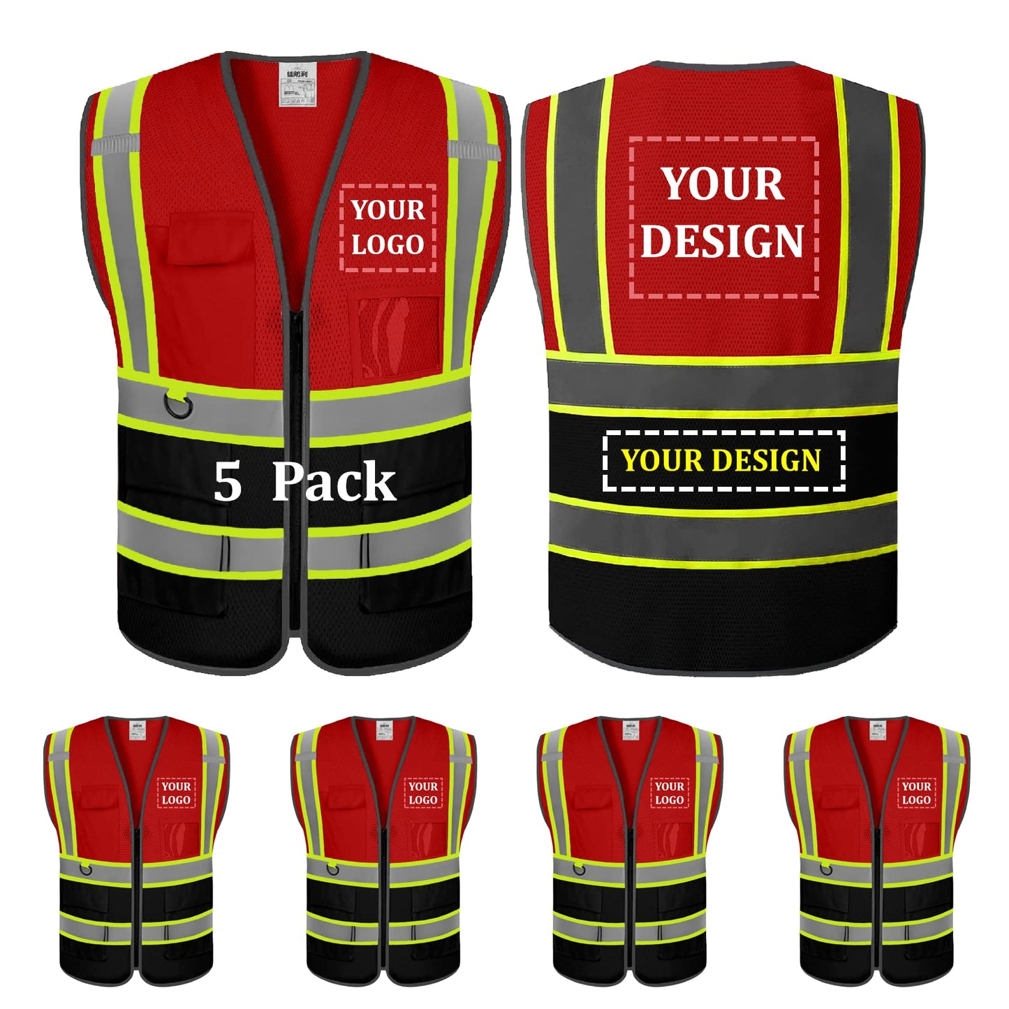 Custom safety vest customize hi vis vest reflective vest with logo yellow S M L XL XXL