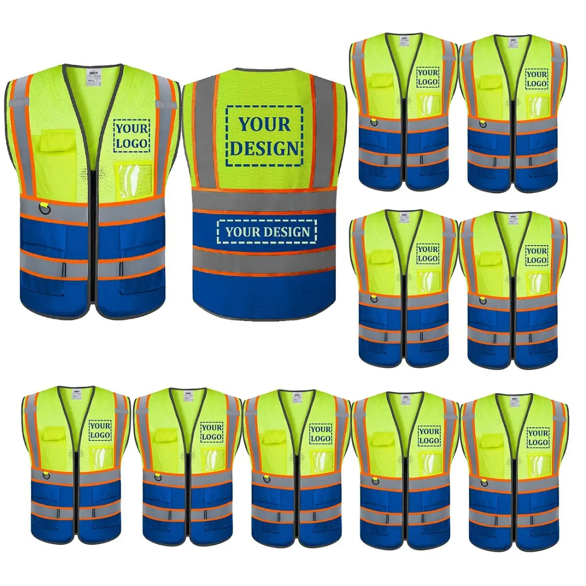 Custom safety vest customize hi vis vest reflective vest with logo yellow S M L XL XXL