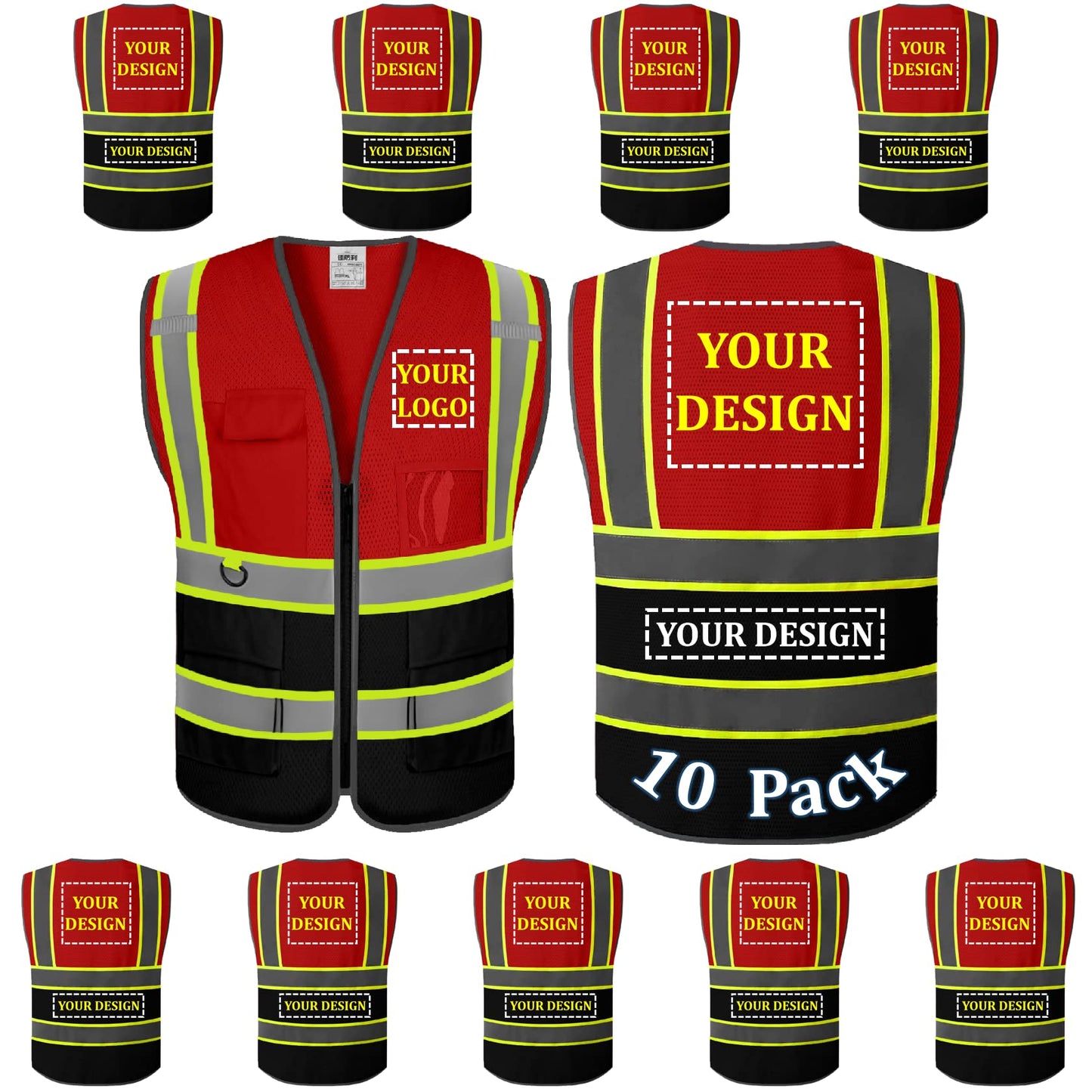 Custom safety vest customize hi vis vest reflective vest with logo yellow S M L XL XXL