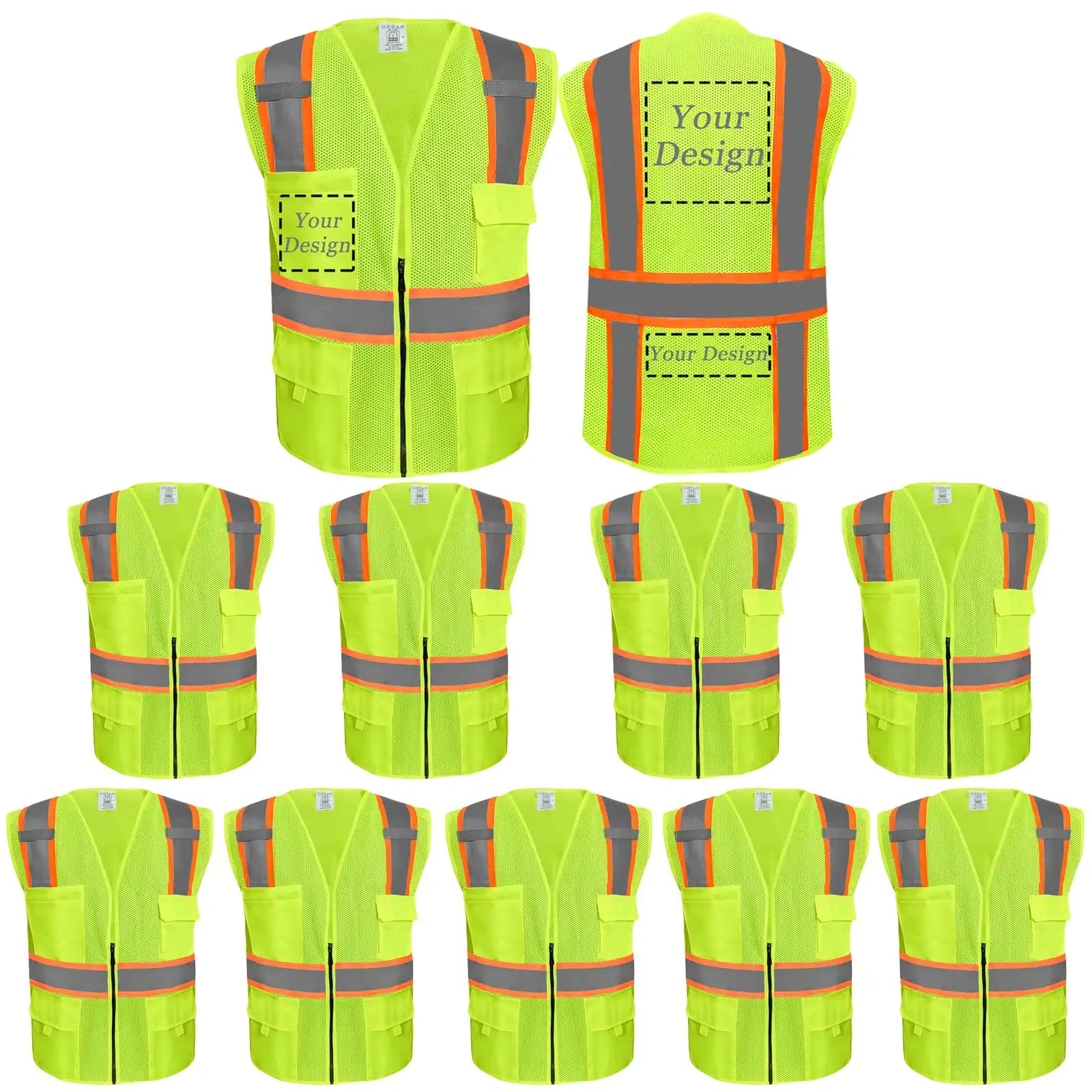 Custom safety vest customize hi vis vest reflective vest with logo yellow S M L XL XXL