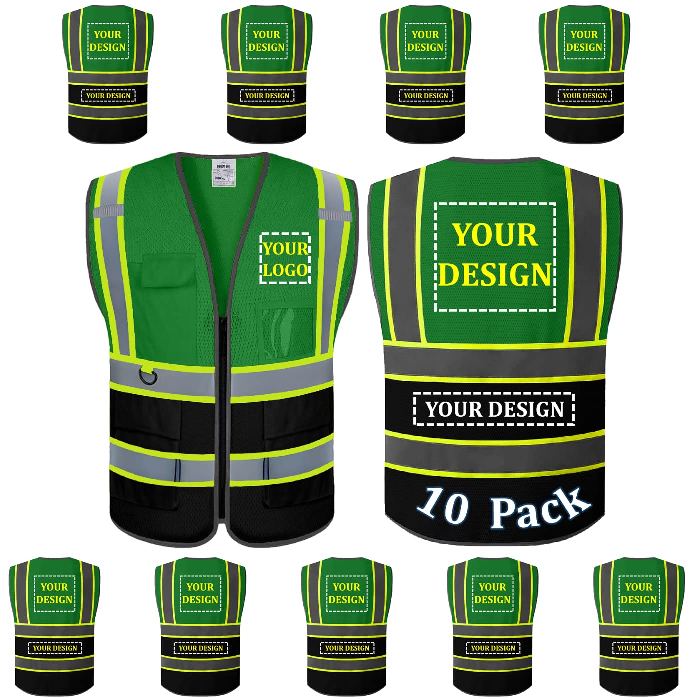 Custom safety vest customize hi vis vest reflective vest with logo yellow S M L XL XXL