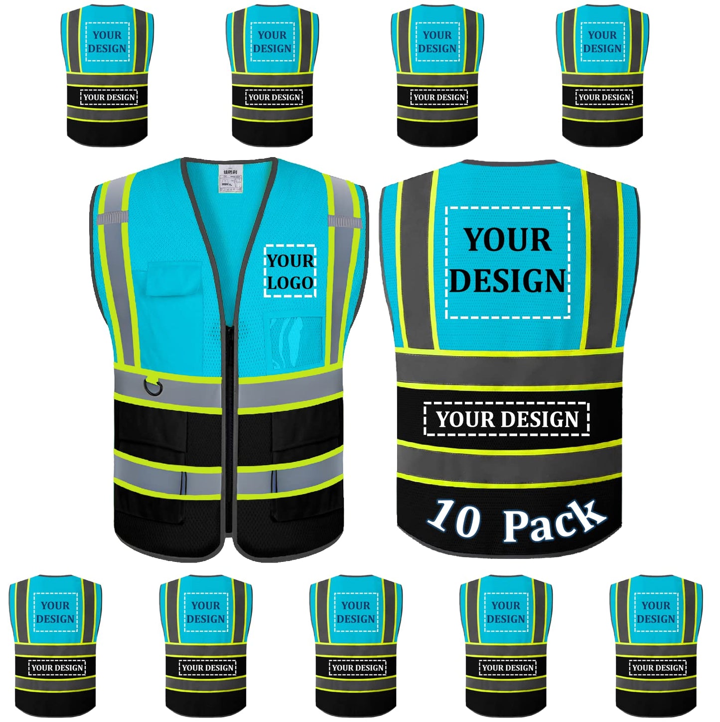Custom safety vest customize hi vis vest reflective vest with logo yellow S M L XL XXL