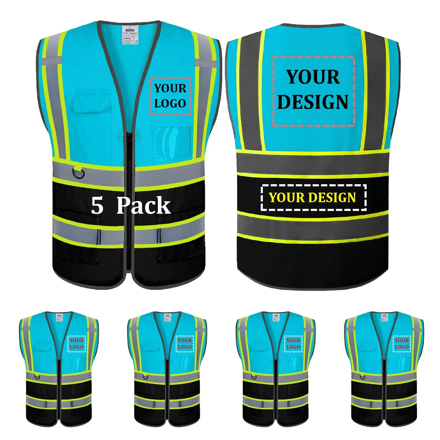 Custom safety vest customize hi vis vest reflective vest with logo yellow S M L XL XXL