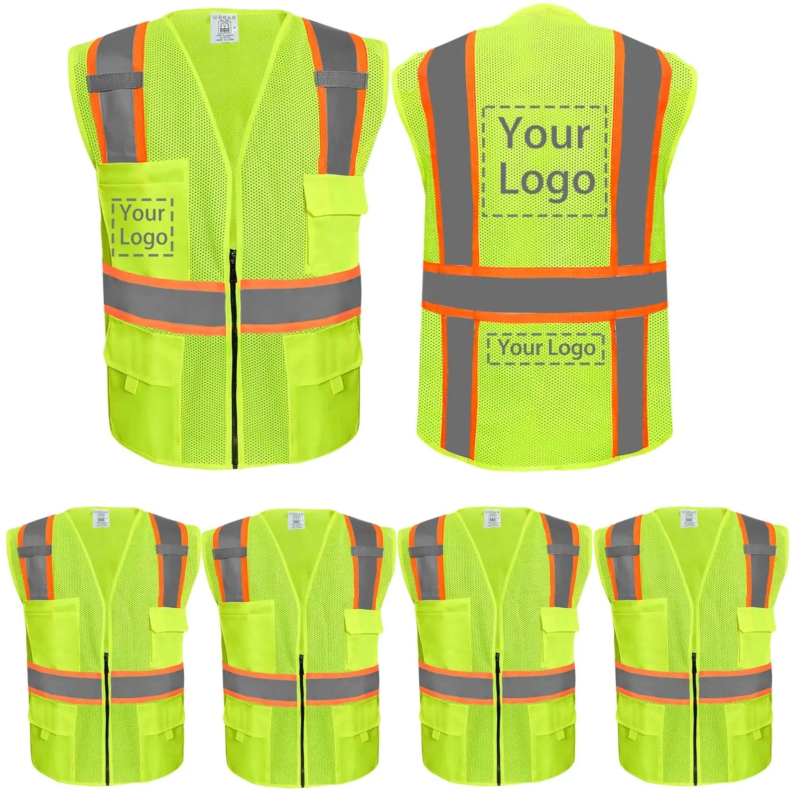 Custom safety vest customize hi vis vest reflective vest with logo yellow S M L XL XXL