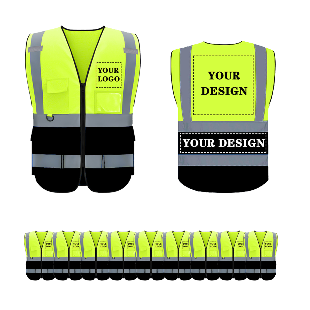 Custom safety vest customize hi vis vest reflective vest with logo yellow S M L XL XXL