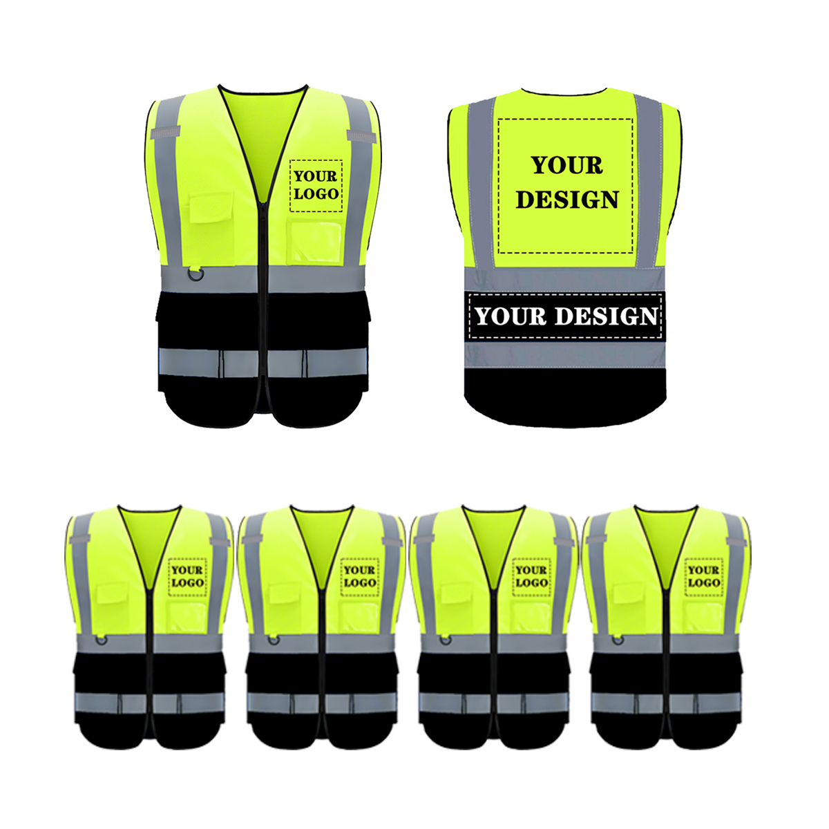 Custom safety vest customize hi vis vest reflective vest with logo yellow S M L XL XXL