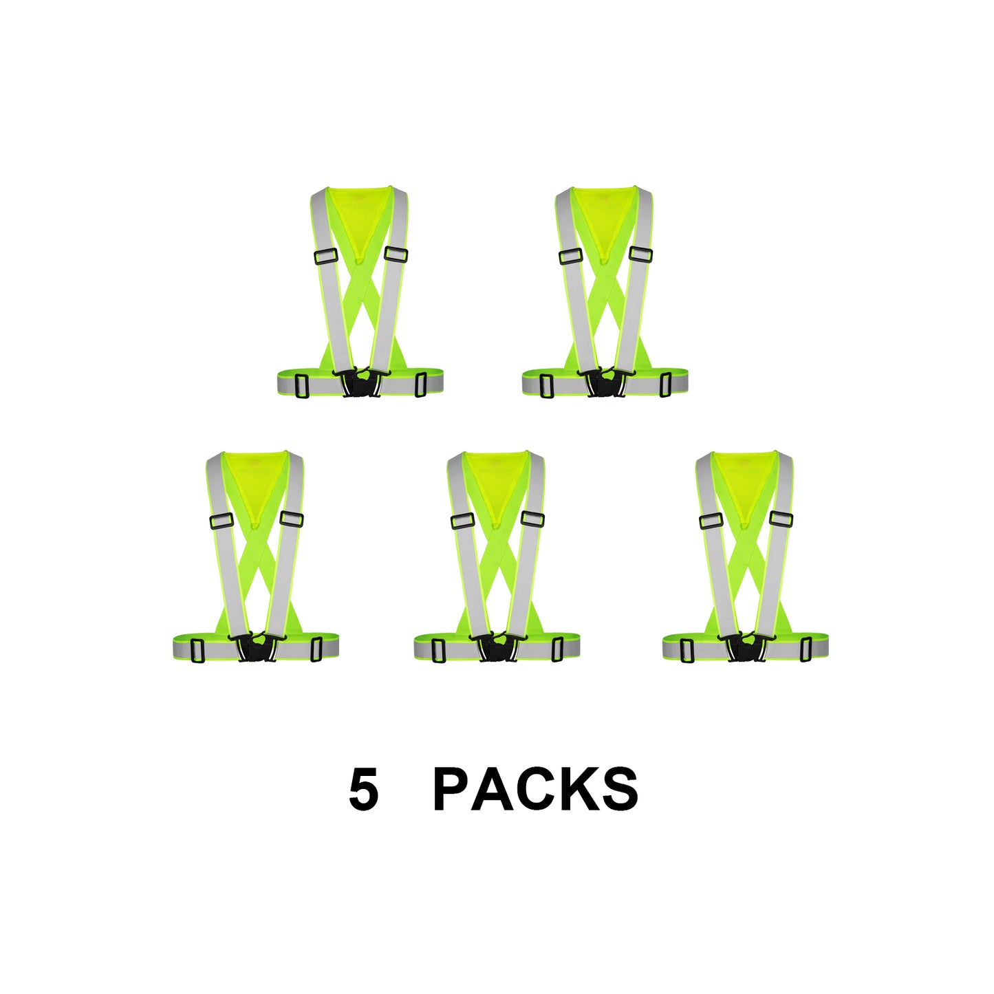 5 Packs High Visibility Adjustable Safety Ves for Night