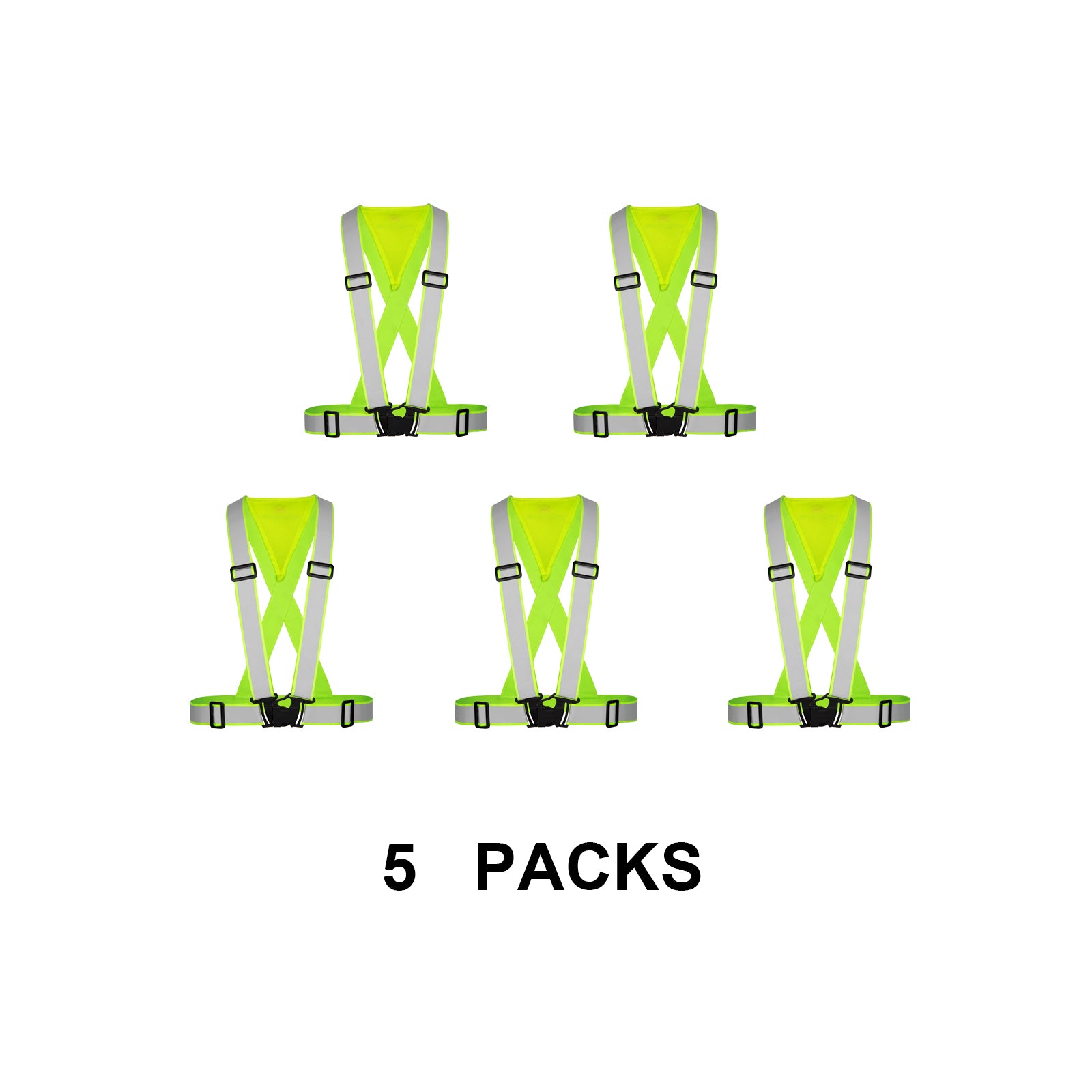 5 Packs High Visibility Adjustable Safety Ves for Night
