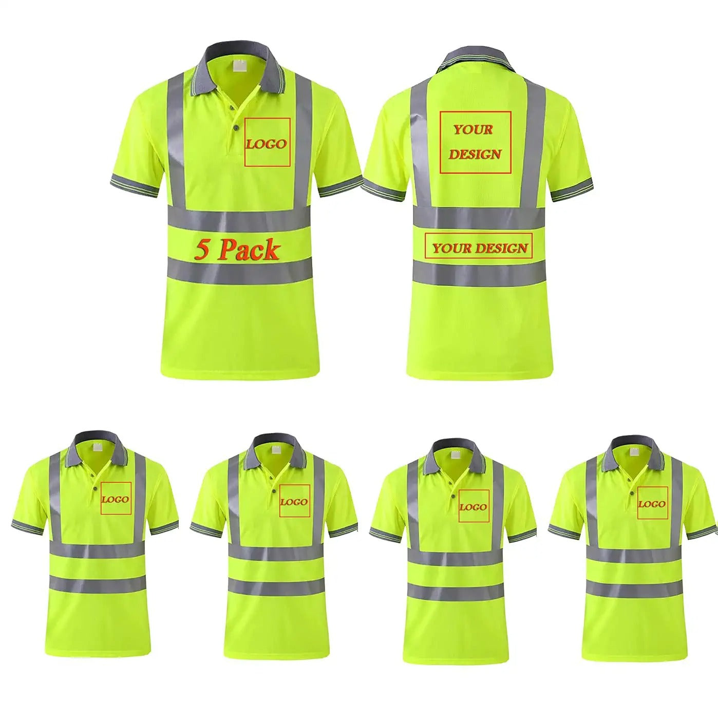 Custom hi vis polo shirts customize reflective polo shirts with logo S M L XL XXL Long and short Sleeve