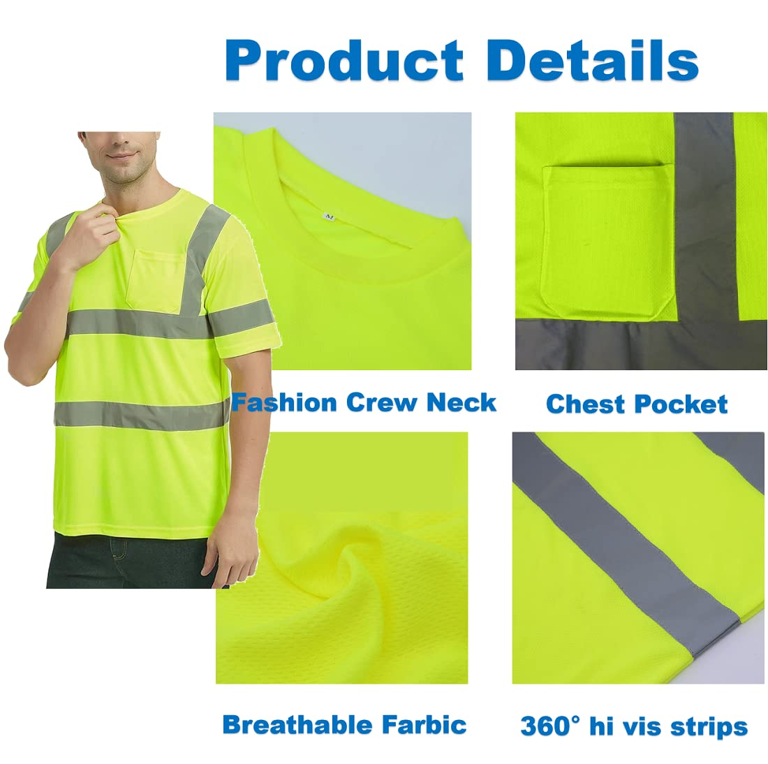 Custom hi vis shirts customize reflective shirts with logo S M L XL XXL Long and short Sleeve