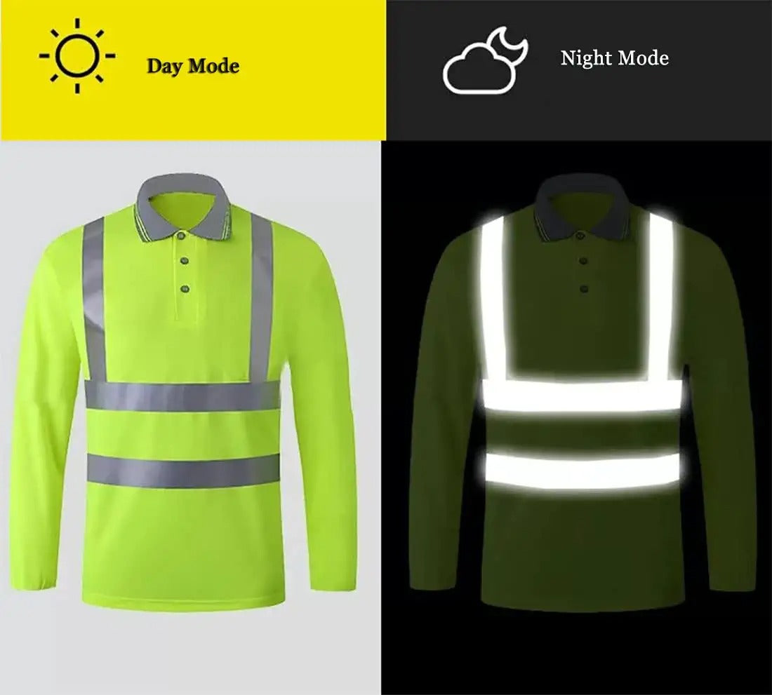 Custom hi vis polo shirts customize reflective polo shirts with logo S M L XL XXL Long and short Sleeve