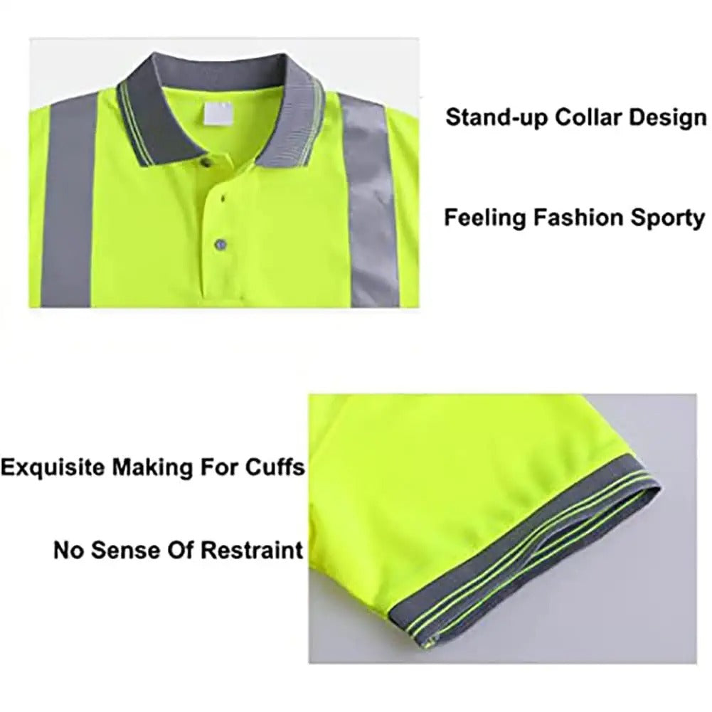 Custom hi vis polo shirts customize reflective polo shirts with logo S M L XL XXL Long and short Sleeve