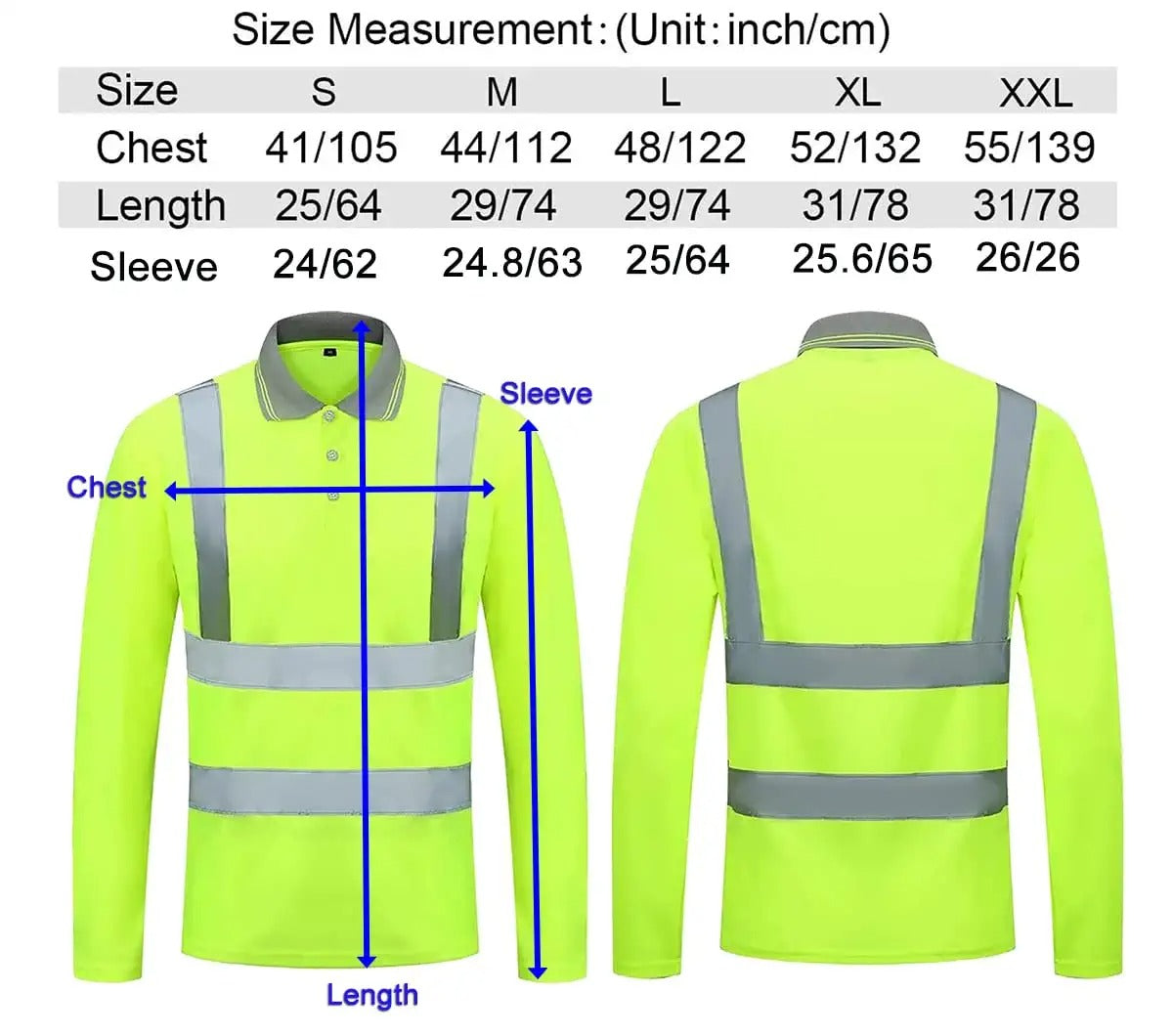 Custom hi vis polo shirts customize reflective polo shirts with logo S M L XL XXL Long and short Sleeve