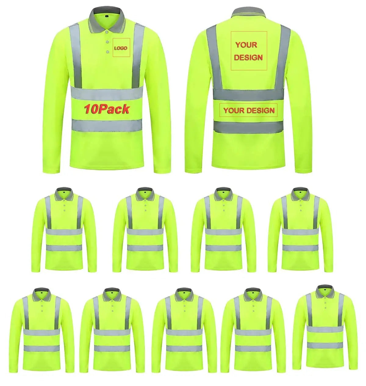 Custom hi vis polo shirts customize reflective polo shirts with logo S M L XL XXL Long and short Sleeve