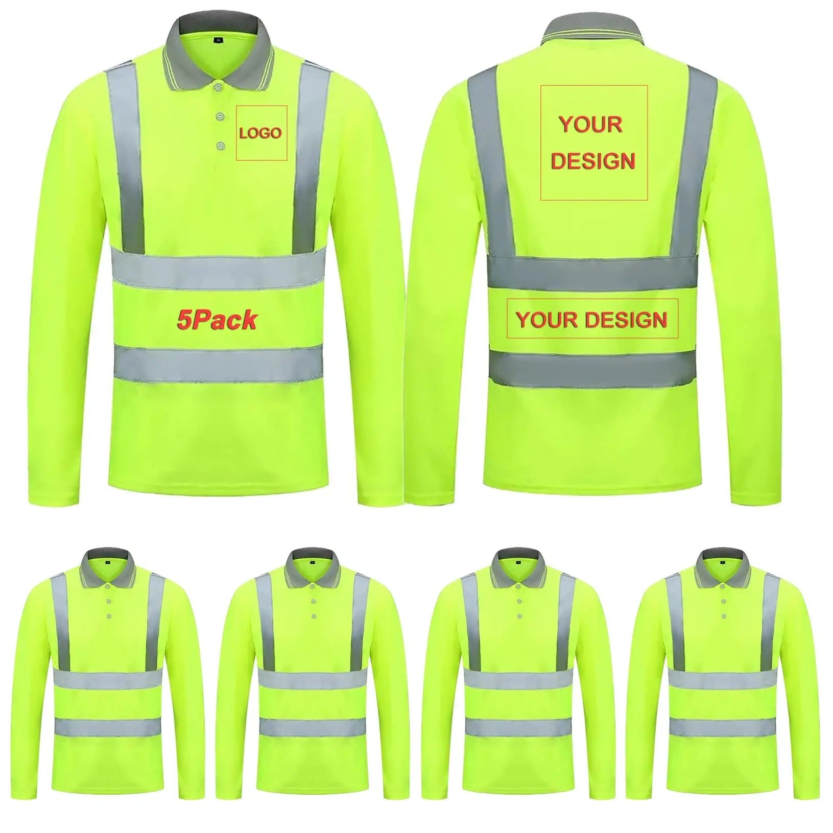 Custom hi vis polo shirts customize reflective polo shirts with logo S M L XL XXL Long and short Sleeve