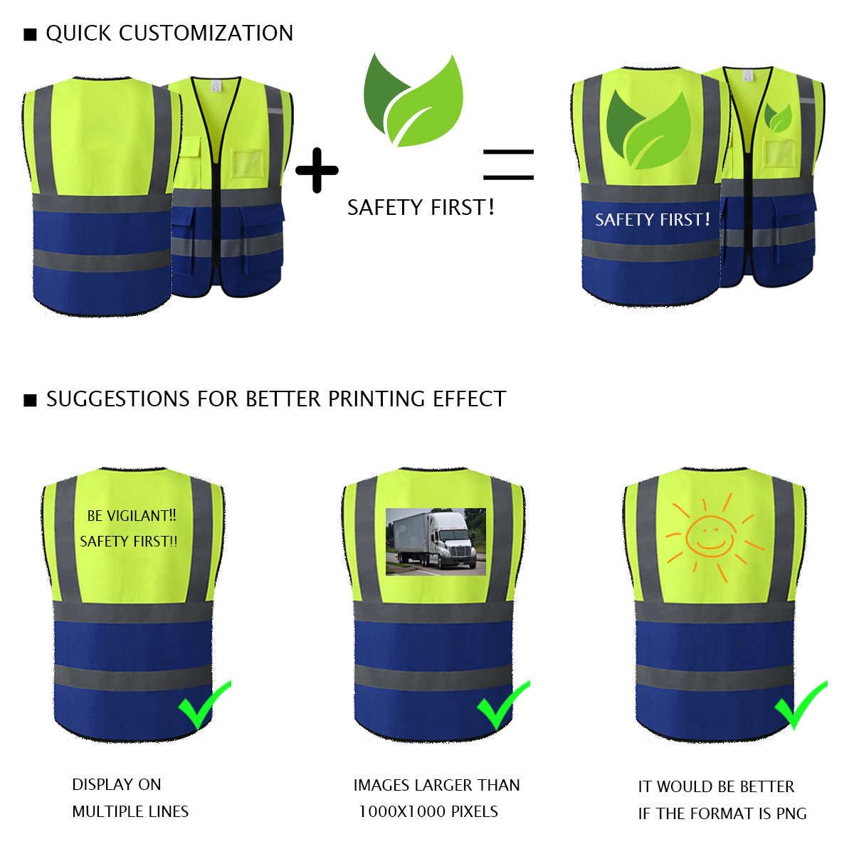 Custom safety vest customize hi vis vest reflective vest with logo yellow S M L XL XXL