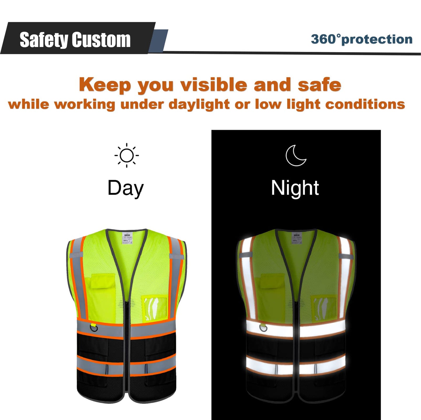 Custom safety vest customize hi vis vest reflective vest with logo yellow S M L XL XXL